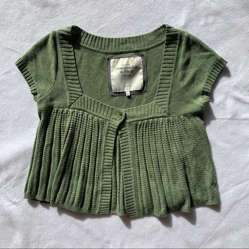 —SOLD—AF SHORT SLEEVE GREEN CARDIGAN